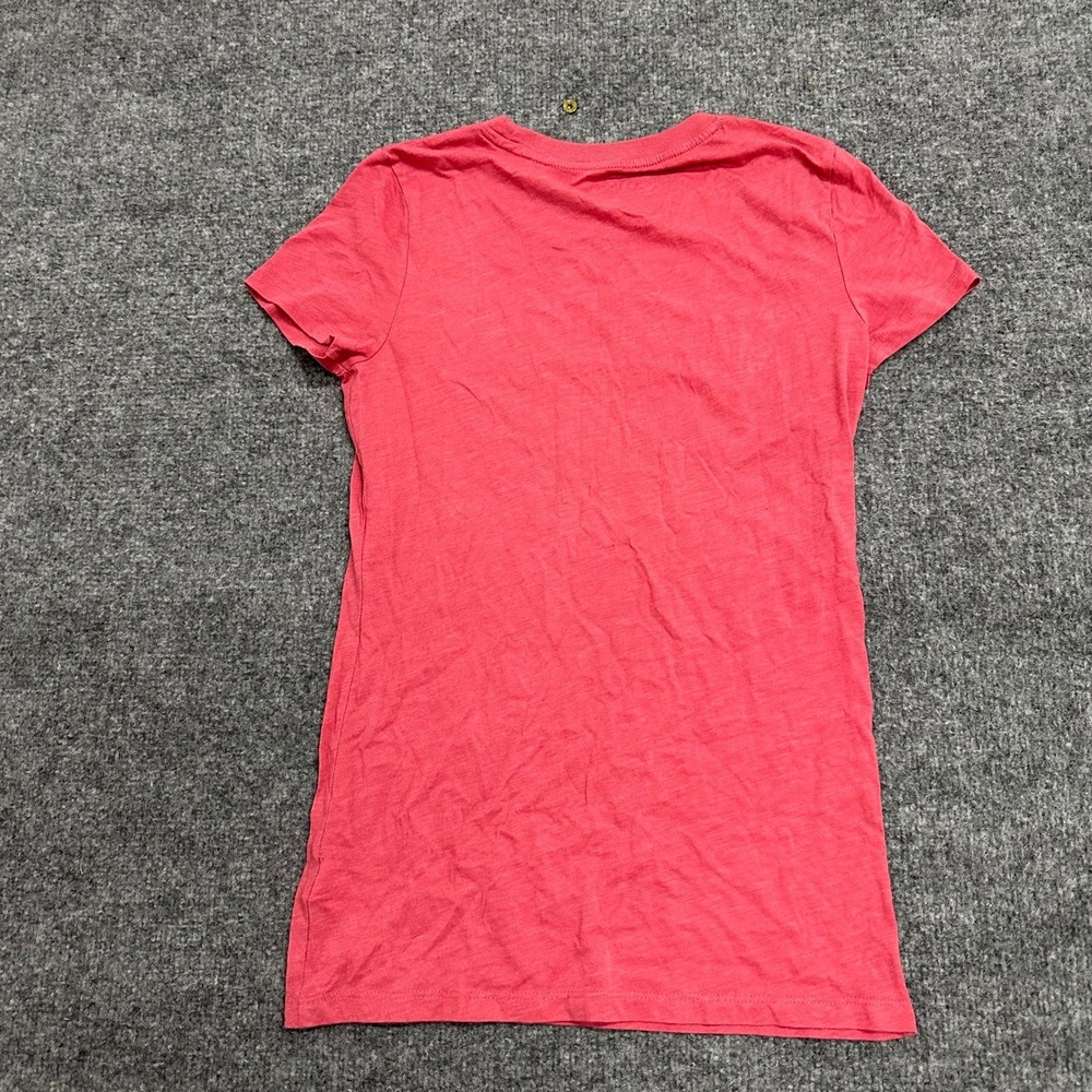 Aeropostale T-Shirt Womens Size M Pink Sequin Graphic Logo Slim Fit Crew Neck